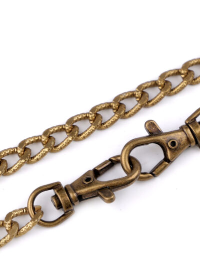 Handbag chain with snap hooks, 120 cm, embossed - antique brass