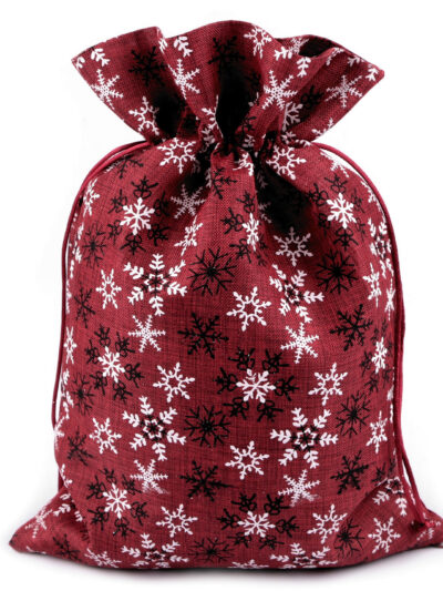 Burgundy Snowflake Gift Pouch 20x30 cm