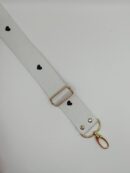 Decorative strap - white + black hearts 3.8 cm - gold hardware