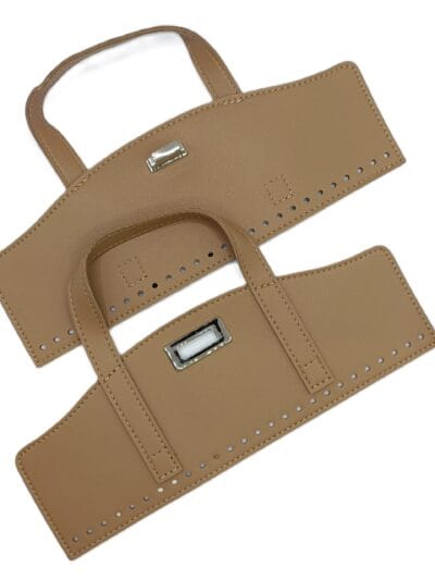Faux leather shopper bag set - beige