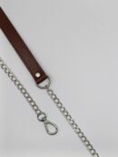 Pasek z łańcuszkiem z eko skóry 120 cm - brąz + srebro