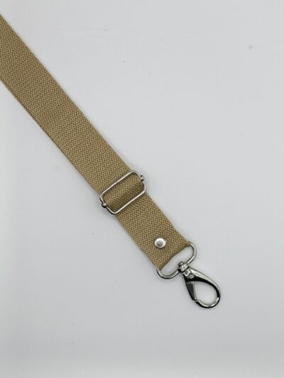 Adjustable textile fanny pack strap 2.5 cm - light brown 73 + silver
