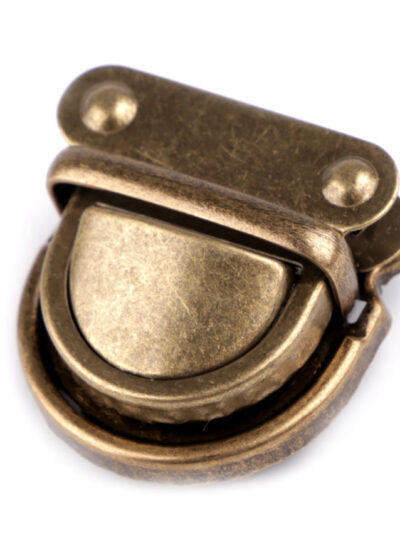 Medium bag clasp with teeth 30x31 mm - antique brass