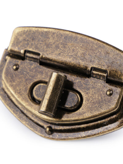 Oval twist lock clasp for handbag with teeth - antique brass