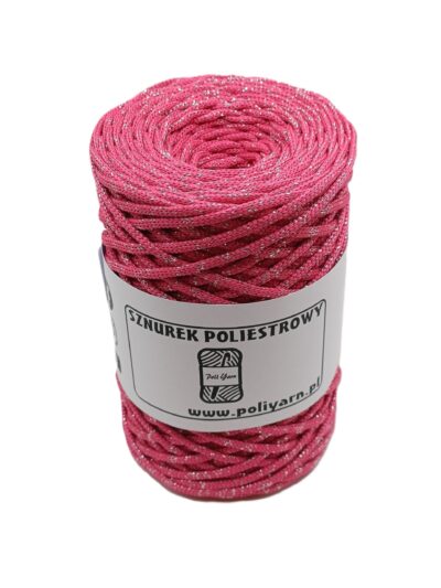 3mm Flat Polyester Cord GLITTER - Fuchsia + Silver