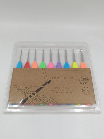 Crochet Hook Set with Ergonomic Handle - Colorful Neon