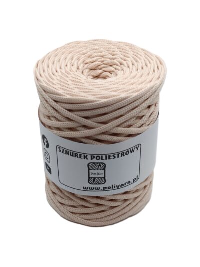 Flat polyester cord 5 mm - pink cream