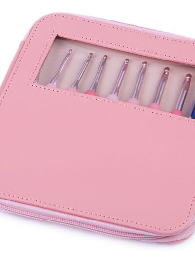 Crochet Hook Set with Handle in Case - Pink