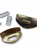 Oval twist-lock bag clasp with teeth - gold - OUTLET