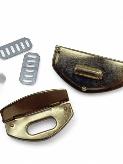 Oval twist-lock bag clasp with teeth - gold - OUTLET
