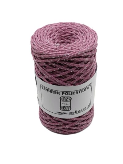 Flat polyester cord 3 mm GLITTER - berry shake + silver