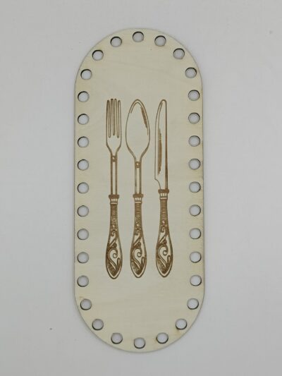 Plywood base, bottom CUTLERY - plain - for polyester cord - oval 10 cm x 25 cm