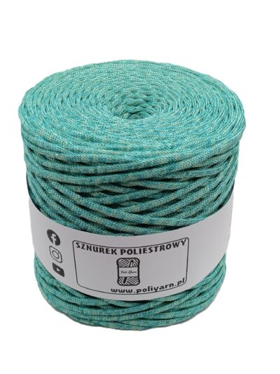 Flat polyester cord 5 mm melange 200 m - emerald + turquoise + mint