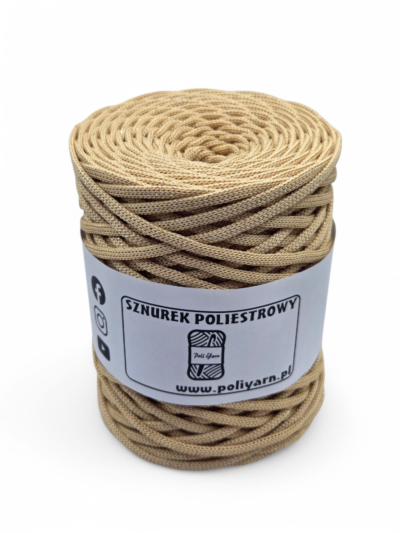 Flat polyester cord 5 mm GLITTER - champagne + gold