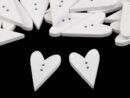 Decorative Wooden Heart Buttons 10 pcs - White