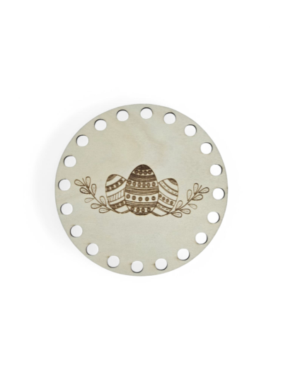 Plywood Base for Polyester Cord (for YouTube Easter Basket) - 3 Easter Eggs Design - 12.5 cm diameter