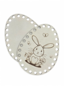 Set of 2 plywood egg-shaped basket bases for polyester cord - rabbit