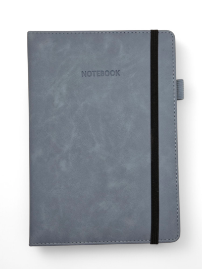 A5 Lined Notebook with Elastic Band and Pen Holder - Denim