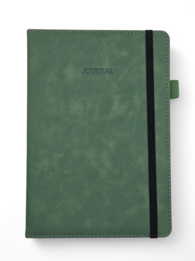 A5 Lined Notebook with Elastic Band and Pen Holder - Green