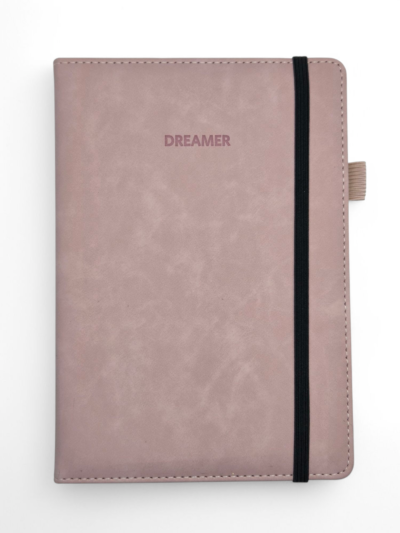 A5 Lined Notebook with Elastic Band and Pen Holder - Pink