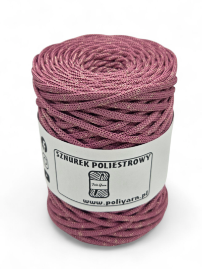 Flat Polyester Cord 5 mm GLITTER - Berry Shake + Gold