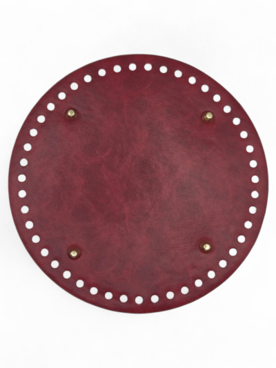 Round Eco-Leather Bag Base Ø20 cm - Marbled Burgundy