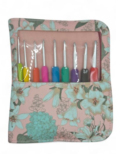2 Crochet Hook Sets with Accessories in a Pouch - Pink and Mint