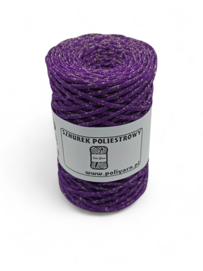Flat polyester cord 3 mm GLITTER - ultraviolet + gold
