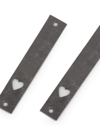 Metka skórzana "serce" - grafit