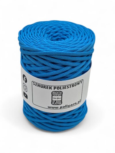 Flat polyester cord 5 mm - azure