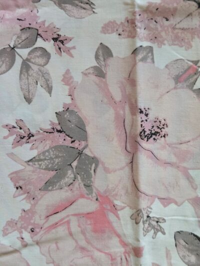 Fabric, lining material 50 x 80 cm - wild rose floral on white background
