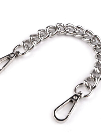 Chain, bag handle with clasp 25 cm - wide - silver