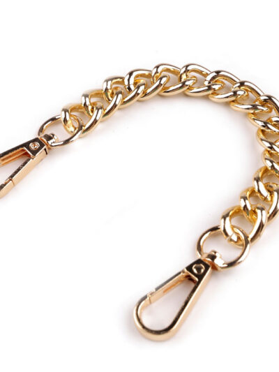 Chain, bag handle with carabiner 25 cm - wide - gold