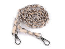 Handbag chain with snap hooks 112 cm with eco leather - beige + silver