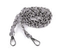112 cm Handbag Chain with Snap Hooks, Eco-Leather - Grey + Silver