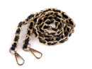 Handbag chain with clasps 112 cm with eco leather - black + gold