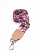 Pasek ozdobny - różowe kwiaty 3,8 cm - srebrne okucia