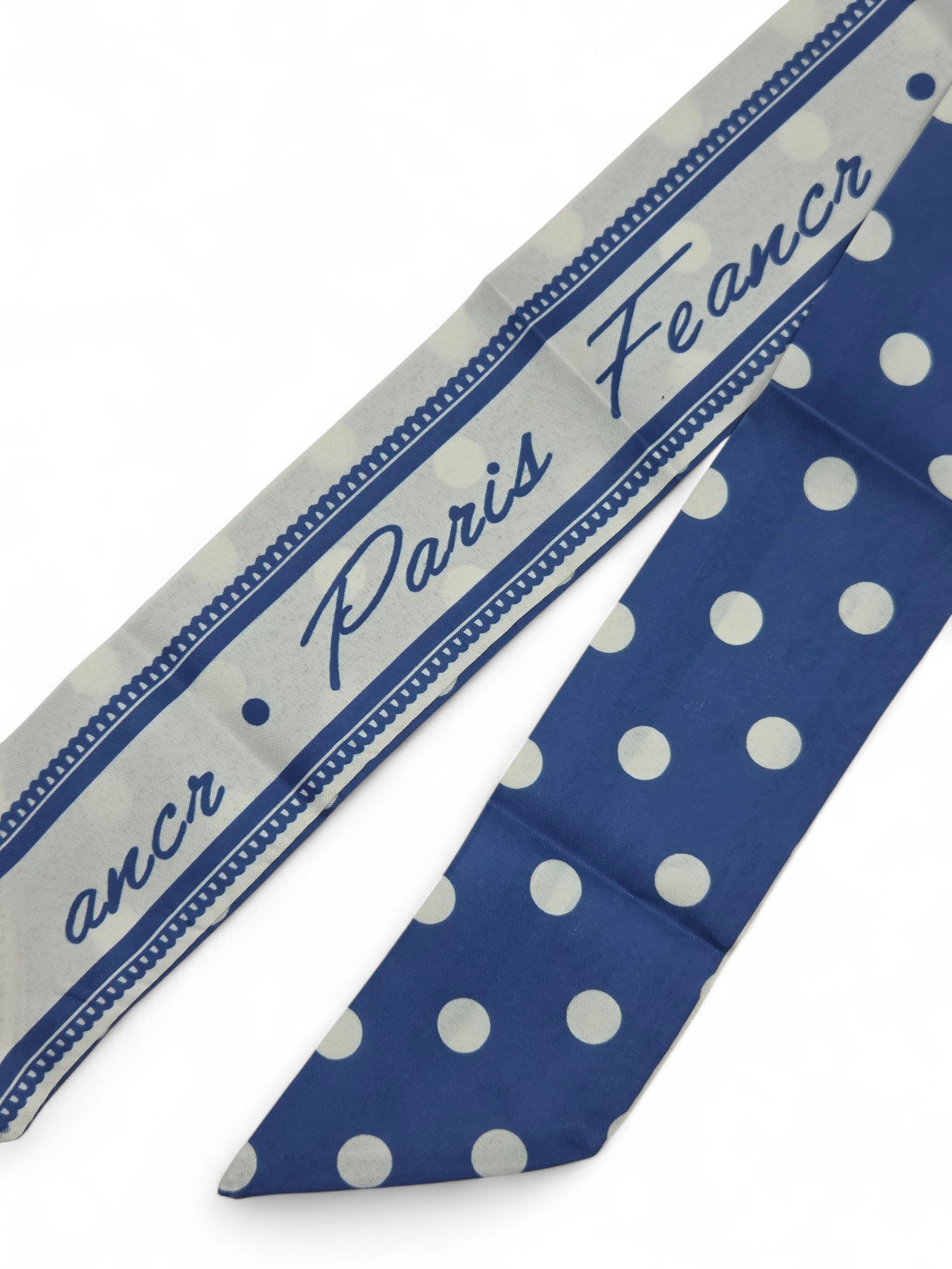 Handbag Scarf - Navy Blue with White Polka Dots