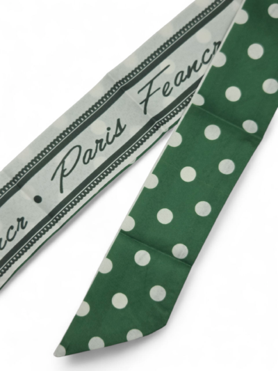 Bag Scarf - Gucci Green with White Polka Dots