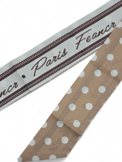 Handbag Scarf - Beige with White Polka Dots
