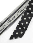 Bag scarf - black with white polka dots