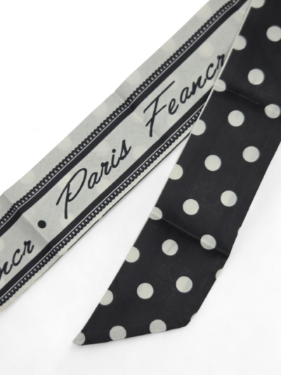 Bag scarf - black with white polka dots