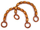 Handbag handles with wooden beads - 2 pcs - natural brown