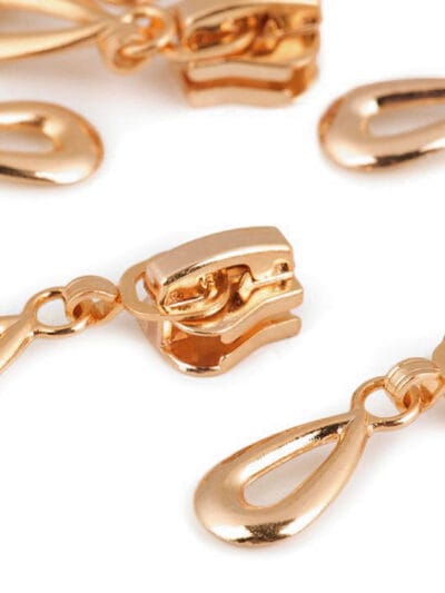 No 5 Decorative Coil Zipper Slider - Teardrop - Gold