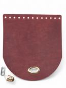 Handbag flap 18x20 cm with twist lock - Crazy Horse - Burgundy - Choice of hardware color