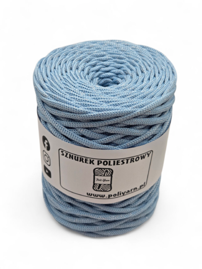5mm Flat Polyester Cord GLITTER - blue + silver