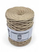 Sznurek poliestrowy płaski 5 mm GLITTER - biszkopt + złoto