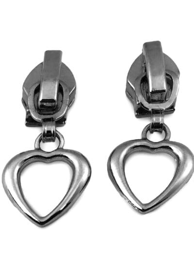No 5 Decorative Spiral Zipper Slider - Heart - Black