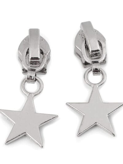 No 5 Spiral Zipper Slider - Decorative Star - Silver