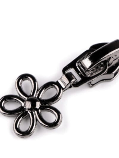 Decorative Spiral Zipper Slider No 7 - Flower - Black